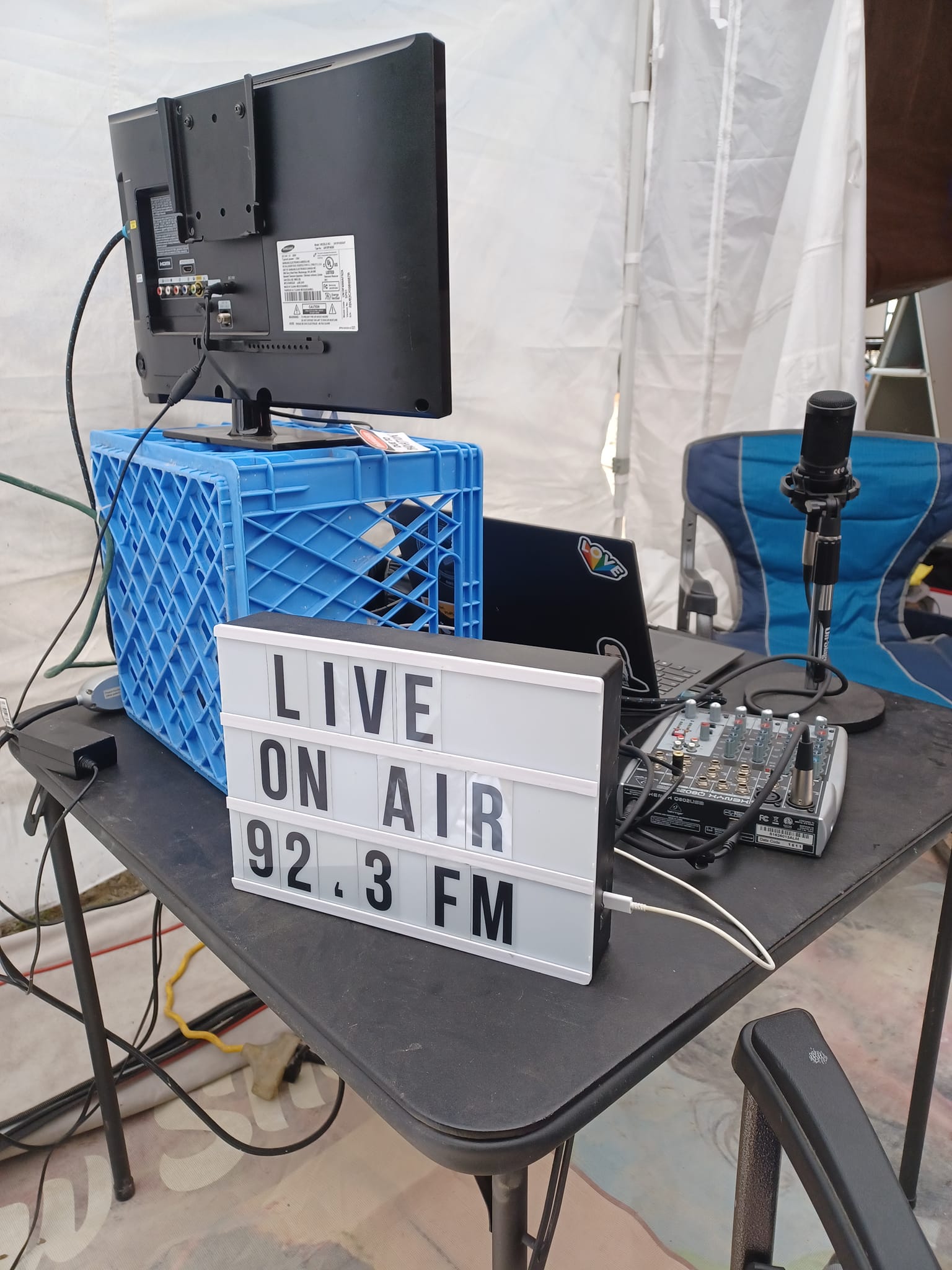 The radio station desk at Critical 2023.